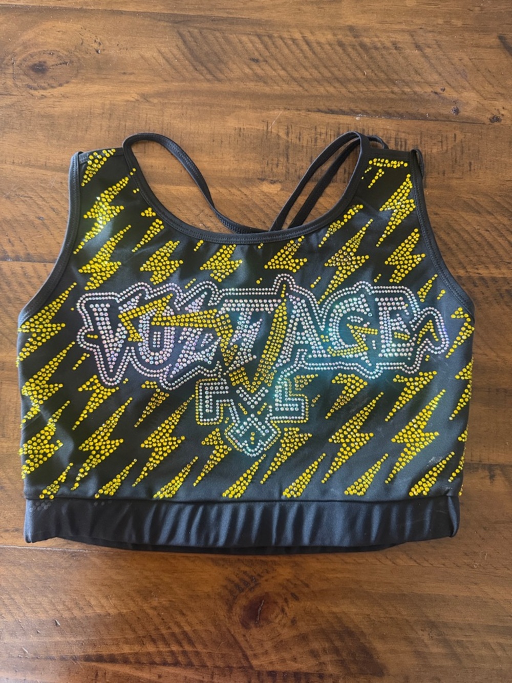 RIVAL ATHLETICS Voltage Black Rhinestone Crop Top